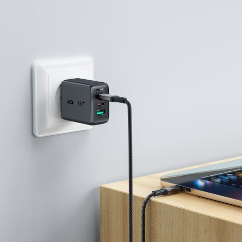 Kabel przewód USB-C USB4 PD3.1 5A do transmisji danych i Video 4K 1m - szaro-czarny ACEFAST