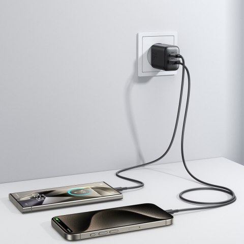 Ładowarka sieciowa USB-C i USB-A 25W SFC PPS PD - czarna JOYROOM