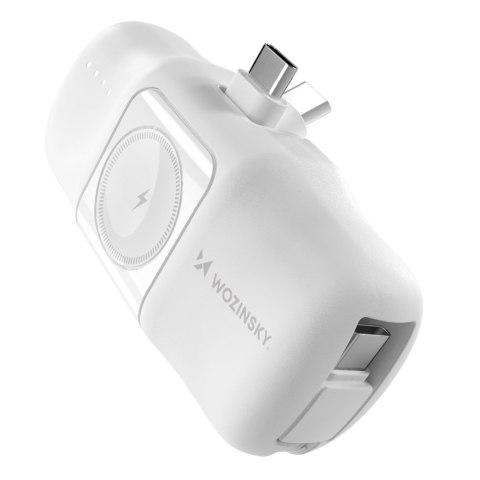 Mini powerbank 5000mAh 15W USB-C i ładowarką do Apple Watch - biały WOZINSKY