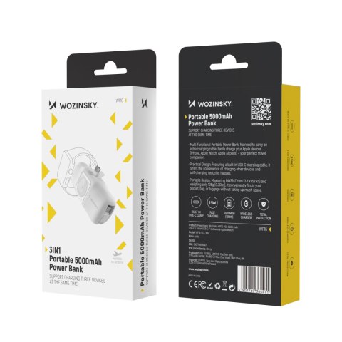 Mini powerbank 5000mAh 15W USB-C i ładowarką do Apple Watch - biały WOZINSKY
