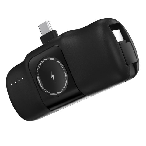 Mini powerbank 5000mAh 15W USB-C i ładowarką do Apple Watch - czarny WOZINSKY