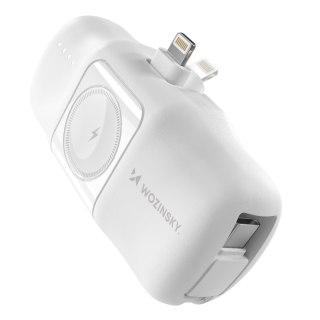 Mini powerbank 5000mAh 15W iPhone Lightning i ładowarką do Apple Watch - biały WOZINSKY