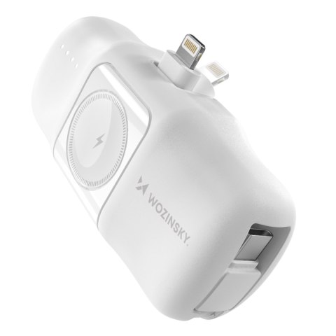 Mini powerbank 5000mAh 15W iPhone Lightning i ładowarką do Apple Watch - biały WOZINSKY