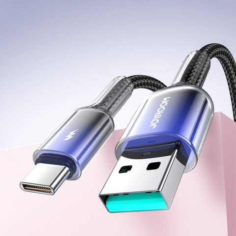 Kabel przewód Crystal-Clear Series 3A USB-A - USB-C 1.2m - czarny JOYROOM