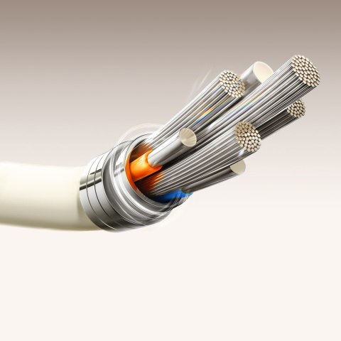 Kabel przewód USB-A - USB-C z fluorescencyjną końcówką 3A 2m - beżowy JOYROOM