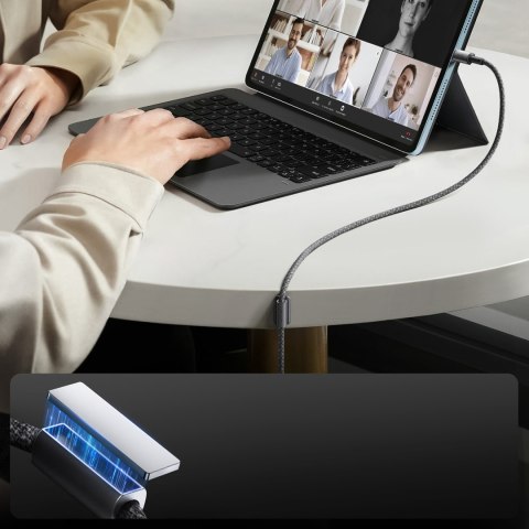 Kabel przewód USB-A - USB-C z organizerem uchwytem magnetycznym 1.2m - szary