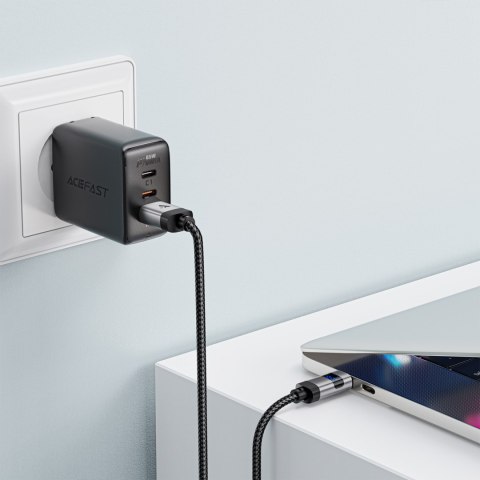 Kabel przewód USB-A - USB-C z wyświetlaczem 480Mb/s 66W 1.2m - czarny ACEFAST