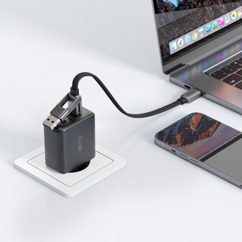 Kabel przewód USB-C - USB-A / USB-C 480Mb/s 3A 0.2m - czarny ACEFAST