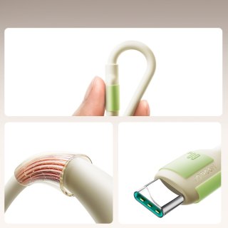 Kabel przewód USB-C - USB-C z fluorescencyjną końcówką 60W 1.2m - beżowy JOYROOM