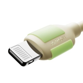 Kabel przewód USB-C - iPhone Lightning z fluorescencyjną końcówką 2m 30W - beżowy JOYROOM