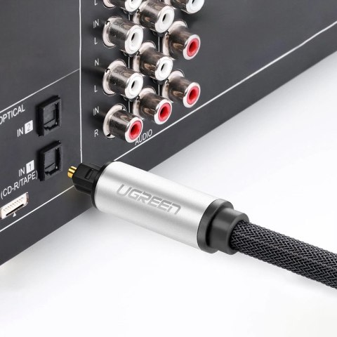Kabel przewód optyczny audio Toslink SPDIF 2m - szary UGREEN