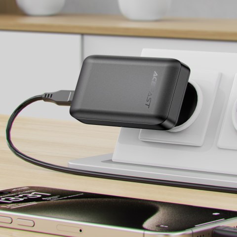 Ładowarka sieciowa płaska 65W GaN 2 USB-C USB-A ultra cienka - czarna ACEFAST