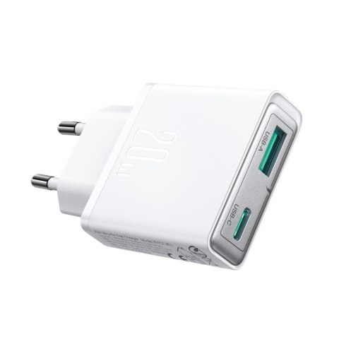 Mała i supercienka ładowarka sieciowa 20W USB-A USB-C - biała JOYROOM