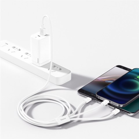 3w1 Kabel przewód Superior Series USB-A - USB-C / iPhone Lightning / micro USB 3.5A 0.5m - biały BASEUS