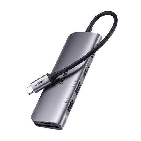 6w1 HUB adapter USB-C - HDMI USB-A USB-C PD czytnik SD TF - szary UGREEN