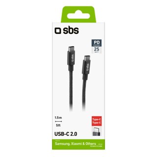 Kabel przewód USB-C Power Delivery 25W 1.5m - szary SBS
