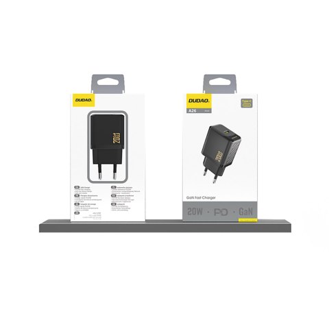 Ładowarka sieciowa PD20W GaN USB-C - czarna DUDAO