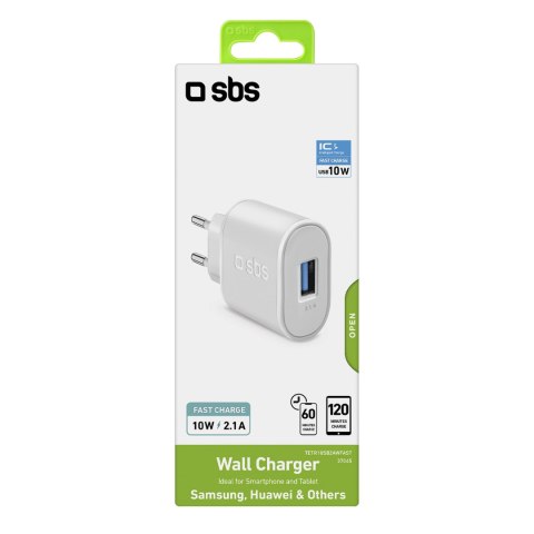 Ładowarka sieciowa USB-A 10W - biała SBS