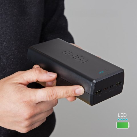 Powerbank 30000 mAh USB-C USB-A - czarny SBS