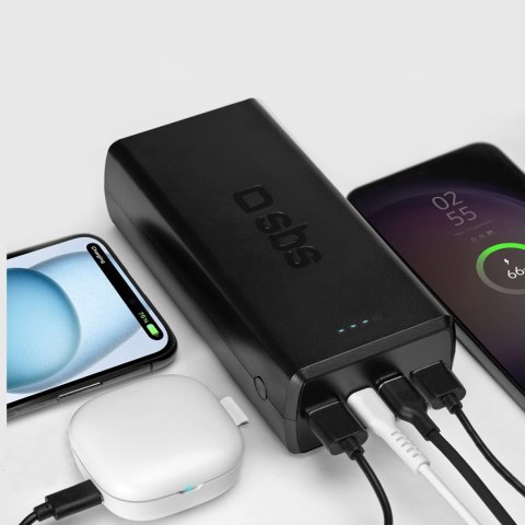 Powerbank 30000 mAh USB-C USB-A - czarny SBS