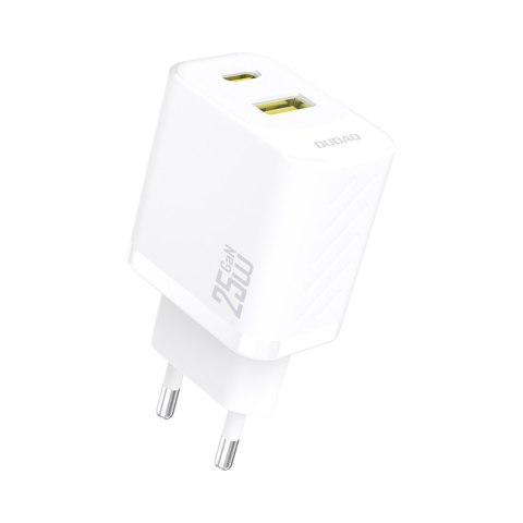 Szybka ładowarka sieciowa 25W USB-A USB-C - biała DUDAO