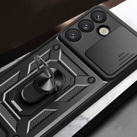 Pancerne etui z podstawką osłoną aparatu na Samsung Galaxy M06 5G / F06 5G Hybrid Armor Camshield - czarne