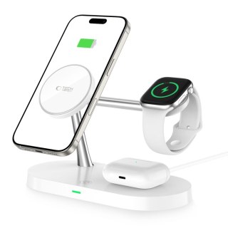 3w1Ładowarka indukcyjna na smartfon słuchawki smartwatch z MagSafe - biała Tech-Protect