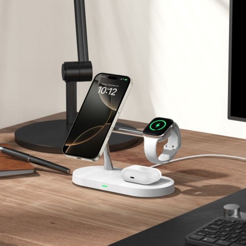 3w1Ładowarka indukcyjna na smartfon słuchawki smartwatch z MagSafe - biała Tech-Protect