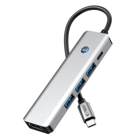 5w1 HUB Adapter USB-C PD USB-A HDMI 4K 60Hz 100W - szary Tech-Protect