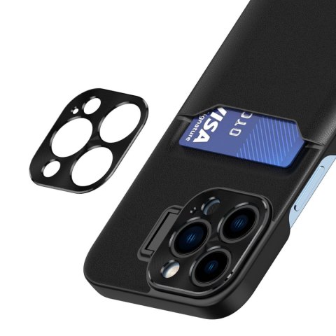 Etui pokrowiec portfel na kartę z podstawką na Samsung Galaxy S23 Leather Stand Case - czarne