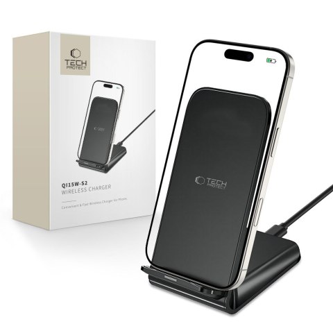 Ładowarka indukcyjna do smartfona w formie stojaka 15W - czarna Tech-Protect