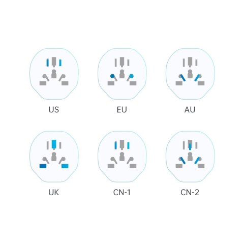 Przejściówka adapter podróżny UK/US/AU/FI/CN-1/CN-2 do EU - biały Tech-Protect