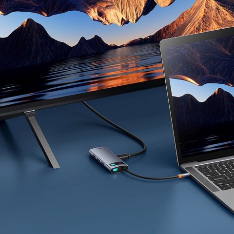 7w1 HUB adapter Metal Gleam USB-C HDMI USB-A USB-C PD SD microSD - szary BASEUS