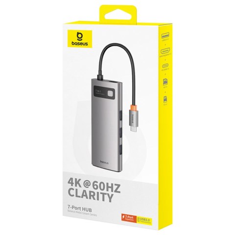 7w1 HUB adapter Metal Gleam USB-C HDMI USB-A USB-C PD SD microSD - szary BASEUS