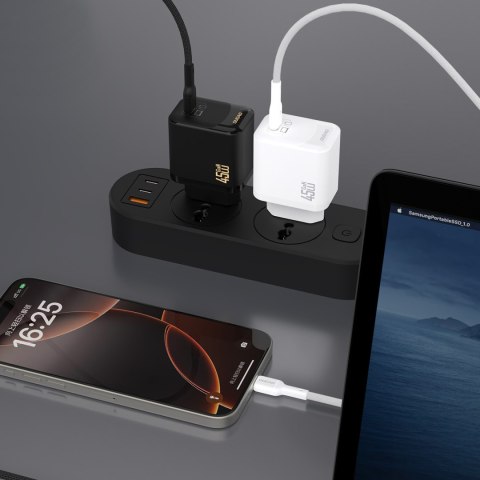 Ładowarka sieciowa GaN z kablem USB-C 45W - czarna DUDAO