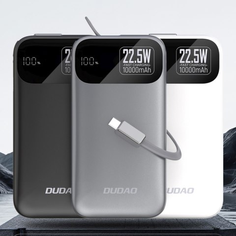 Powerbank K31 10000 mAh 22.5W PD z wbudowanym kablem - szary DUDAO