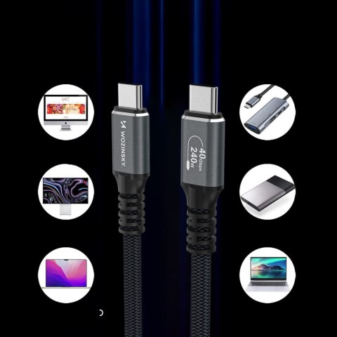 Kabel przewód Thunderbolt 4 USB-C 240W 4K 1m - czarny WOZINSKY
