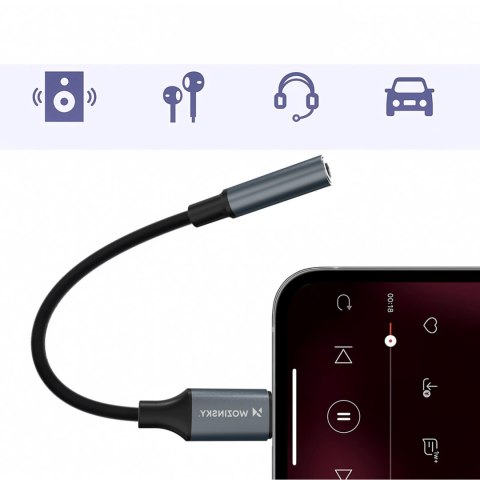 Adapter przejściówka iPhone Lightning - mini jack 3.5mm - czarny WOZINSKY