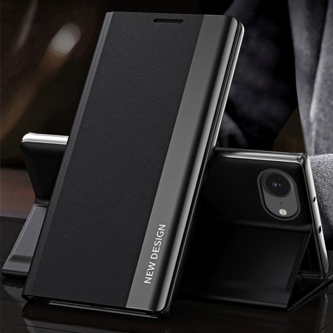 Etui z klapką podstawką na iPhone 16e Sleep Case Pro - czarne HURTEL