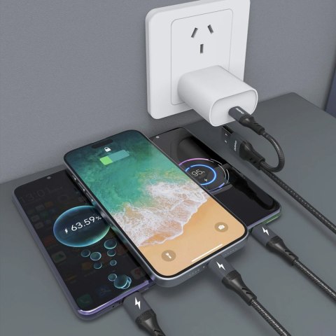 Kabel przewód wielofunkcyjny USB-A USB-C do Lightning USB-C MicroUSB 66W - czarny DUDAO