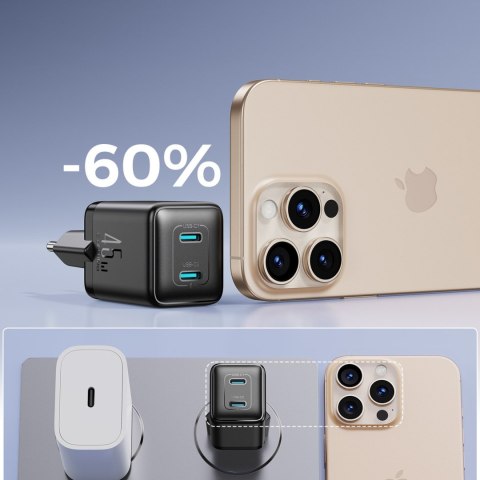 Ładowarka sieciowa 2x USB-C EU 45W - czarna JOYROOM