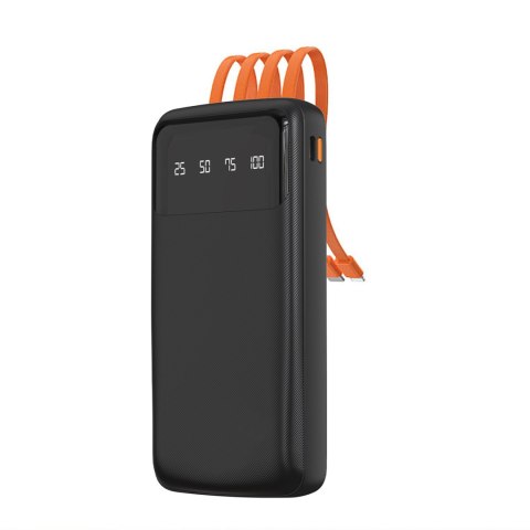 Powerbank K6Pro 10000mAh z wbudowanymi kablami USB-C microUSB iPhone Lightning - czarny DUDAO