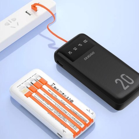 Powerbank K6Pro+ 20000mAh z wbudowanymi kablami USB-C microUSB iPhone Lightning - czarny DUDAO