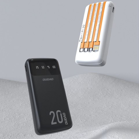 Powerbank K6Pro+ 20000mAh z wbudowanymi kablami USB-C microUSB iPhone Lightning - czarny DUDAO