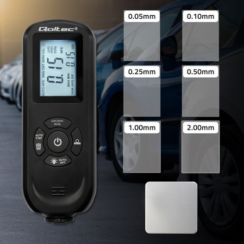 Miernik grubości lakieru z podświetlanym bocznym wyświetlaczem LCD | 0 ~ 2000um Qoltec