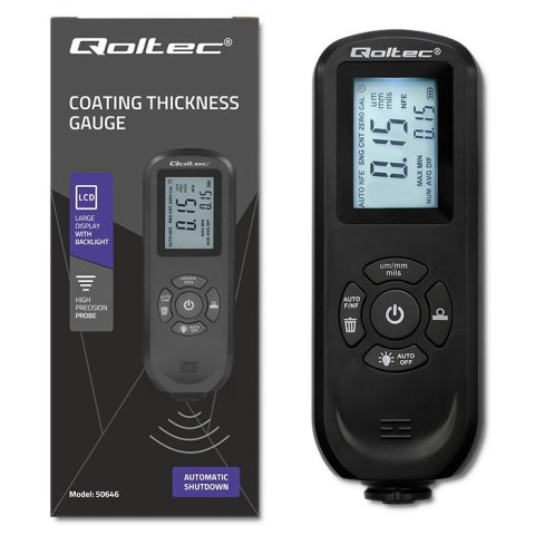 Miernik grubości lakieru z podświetlanym bocznym wyświetlaczem LCD | 0 ~ 2000um Qoltec
