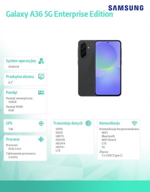 Smartfon Galaxy A36 5G 6/128GB Enterprise Edition czarny Samsung