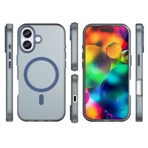 Etui case na iPhone 17 Magnetic Abrasive MagSafe - matowe niebieskie HURTEL