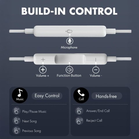Słuchawki przewodowe douszne Ultraboost Core G2 Mini Jack - białe Tech-Protect