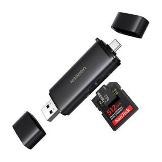 Czytnik kart pamięci 2w1 SD microSD USB-C USB-A UHS-II - czarny UGREEN